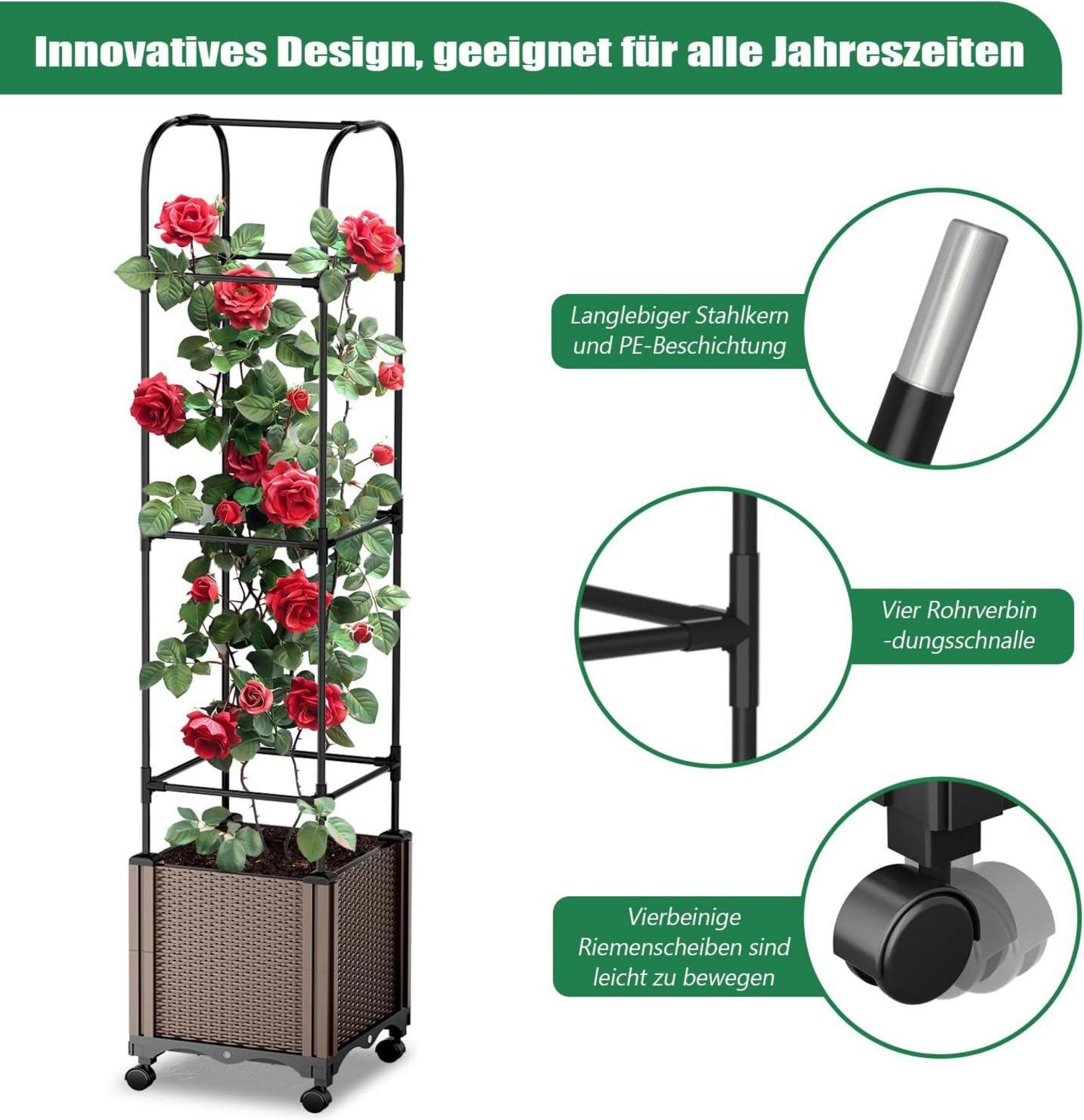 Hochbeet mit Rankhilfe, Blumenkasten und