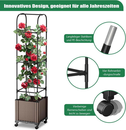 Hochbeet mit Rankhilfe, Blumenkasten und