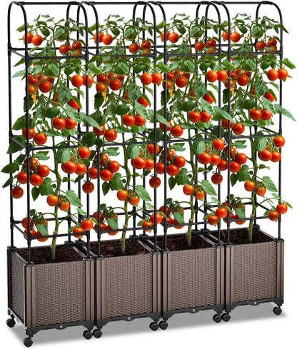 Hochbeet Rankhilfe Blumenkasten Rollenrad & Rollenrad Obelisk