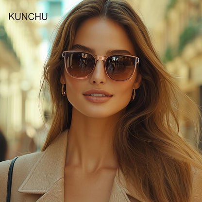 Quadrat UV400 Sonnenbrille Damen Retro Trendy Runde Schutz