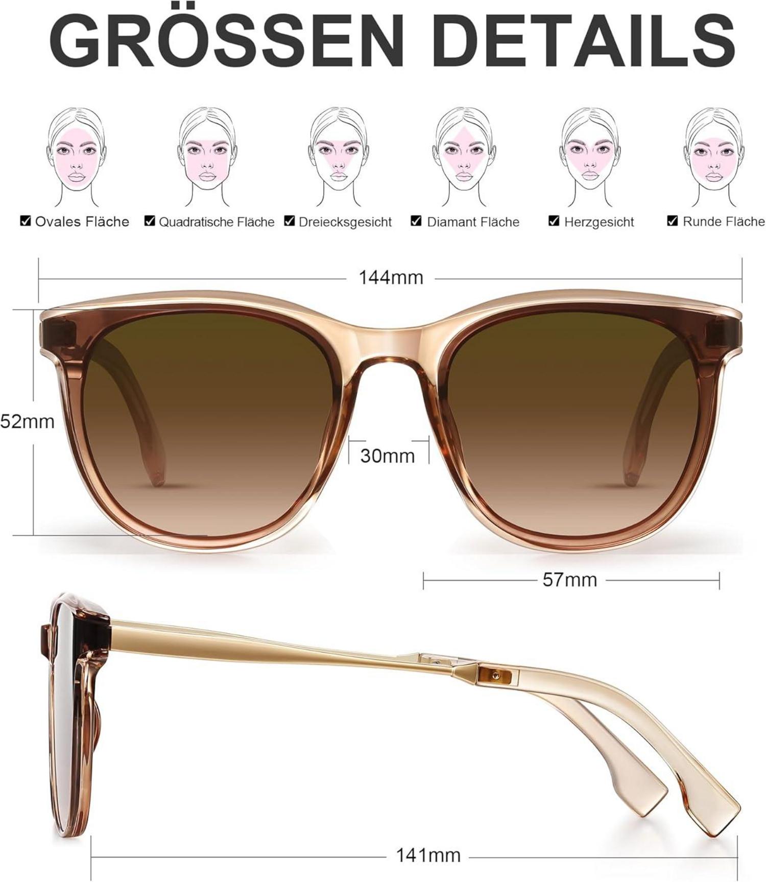 Quadrat Sonnenbrille Damen Retro UV400 Schutz Fashion Farben