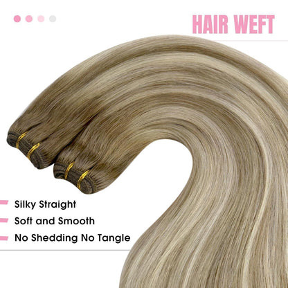Echthaar Tressen Ombre Hellbraun Blond 60 cm