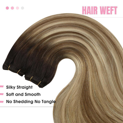 Echthaar Tressen Balayage Braun Blond 60cm Remy