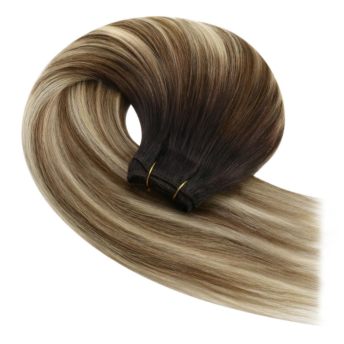 Echthaar Tressen Balayage Braun Blond 60cm Remy