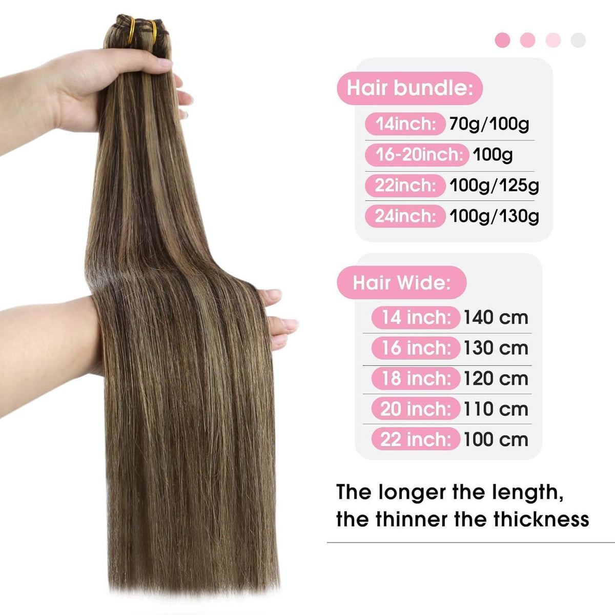 Echthaar Tressen Braun Blond 60cm – Doppelt Tressen für Damen
