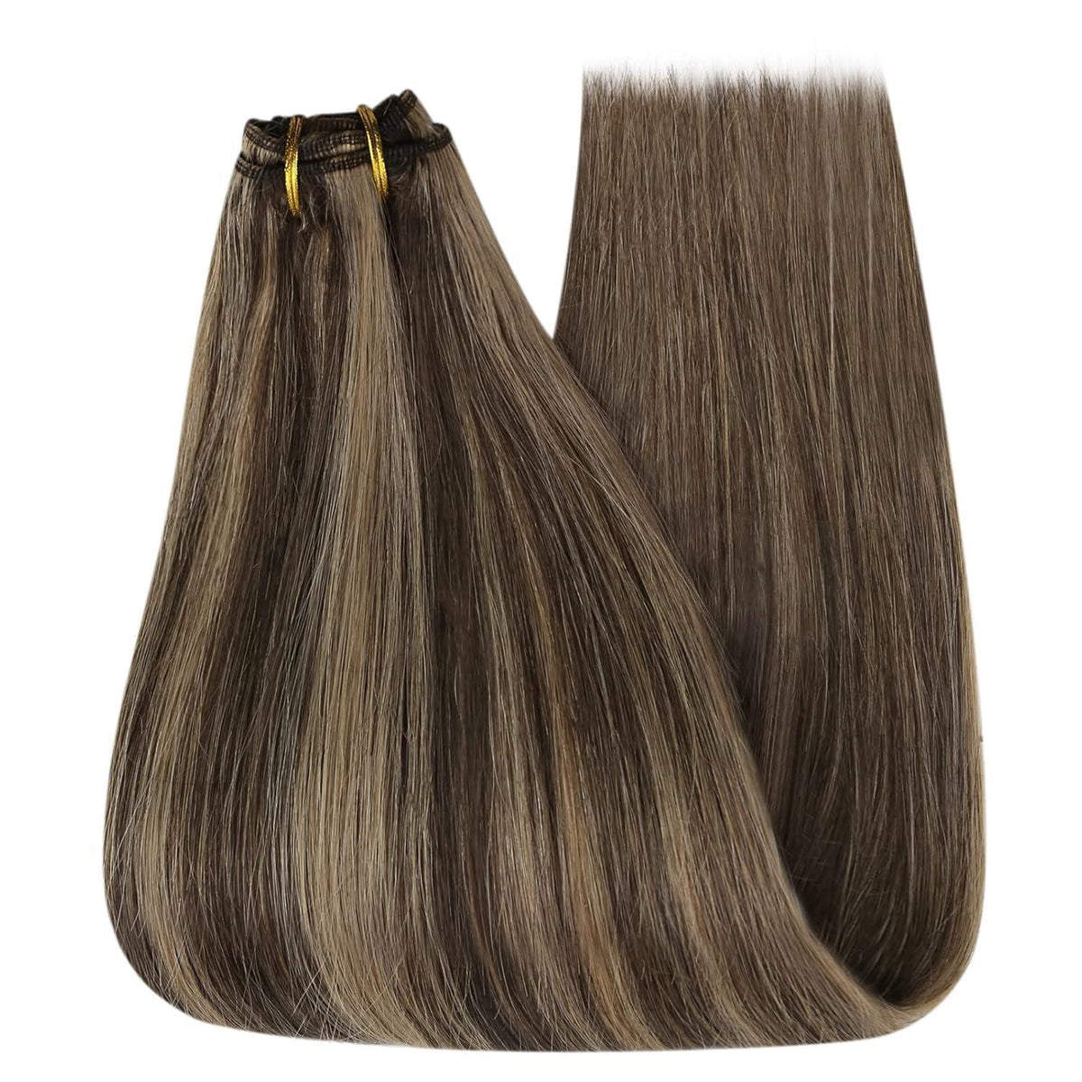 Echthaar Tressen Braun Blond 60cm – Doppelt Tressen für Damen