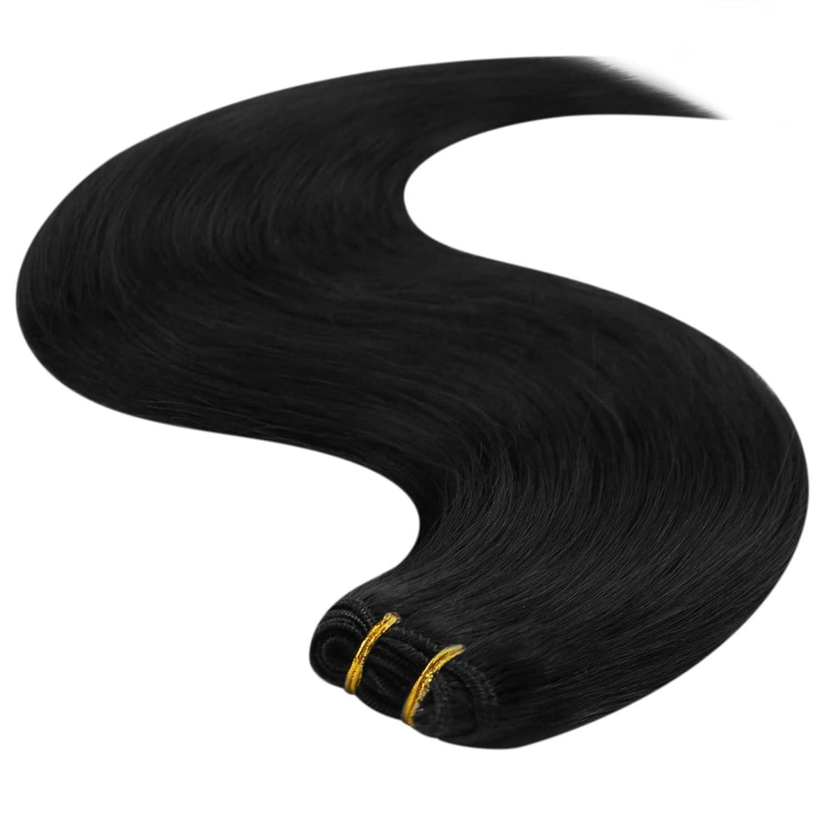Echthaar Tressen Schwarz 60cm - Remy Weft Extensions für Volumen & Länge