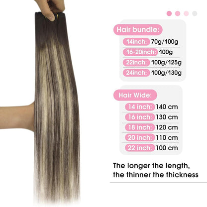 Echthaar Tressen Ombre Dunkelbraun-Goldblond 60cm