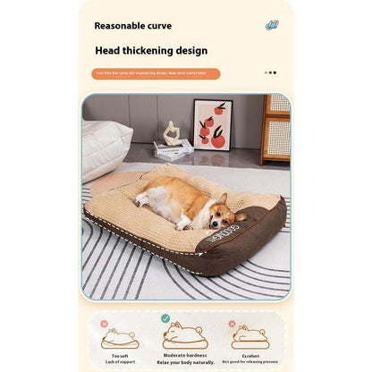 Großes Hundekissenbett mit Wirbelsäulenstütze – Grau, 60x47x18 cm