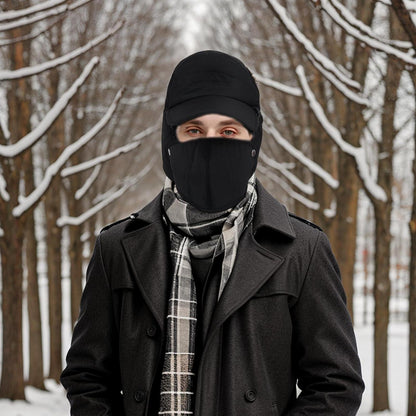 Wintermütze Herren mit Ohrenklappen & Mundschutz – Trapper Mütze Schwarz