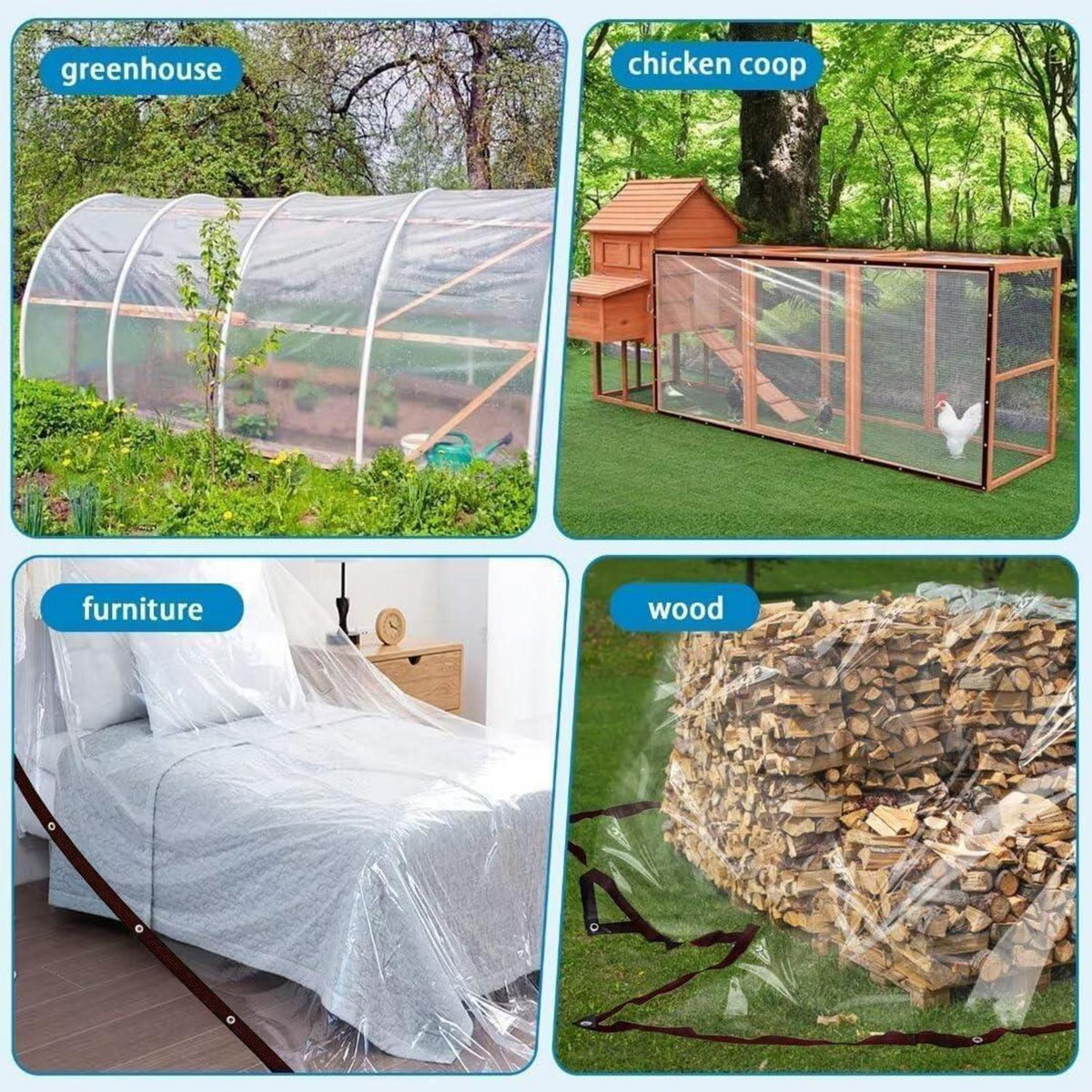 Transparente Abdeckplane 2.5x5m mit Ösen – Wasserdicht & Wetterfest
