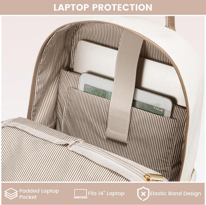 Schulrucksack Mädchen 14 Zoll Laptop Backpack Wasserdicht Beige