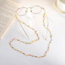 Brillenkette Damen Perlen Multicolor Gold Sterne Mond | Geschenkidee