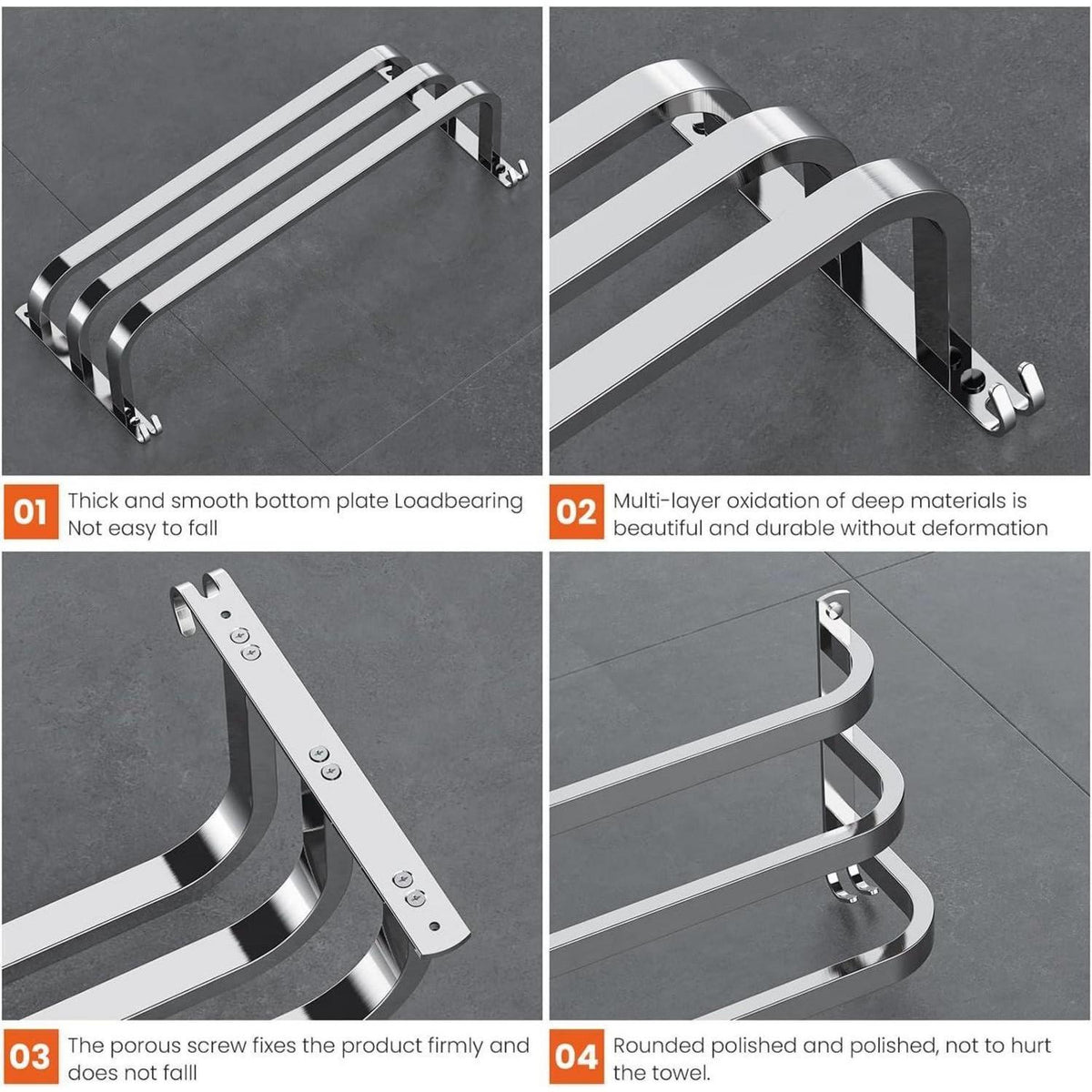 60cm Handtuchhalter Silber Ohne Bohren – Modernes Badezimmer Set