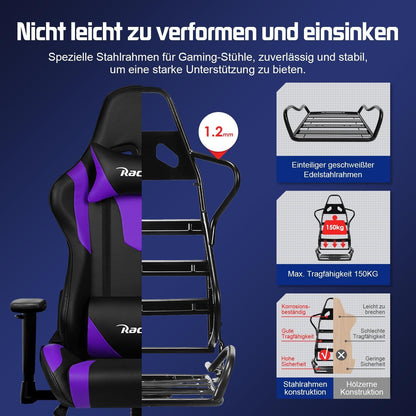 Gaming Stuhl Ergonomisch mit verstellbaren Lendenkissen und
