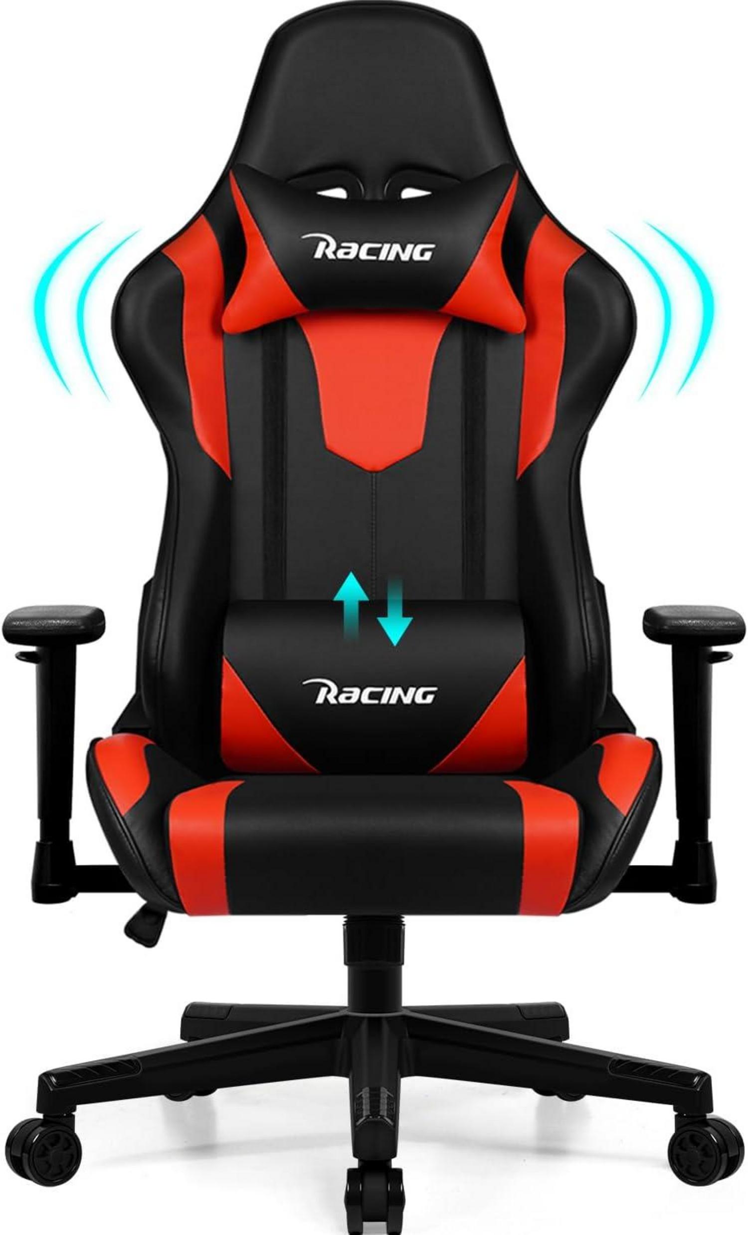 Ergonomischer Gaming Stuhl mit verstellbaren Kissen und Armlehnen, 150