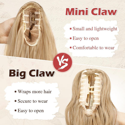 Welliges Clip-in Pferdeschwanz Zopf Extension Blond Highlights 41cm