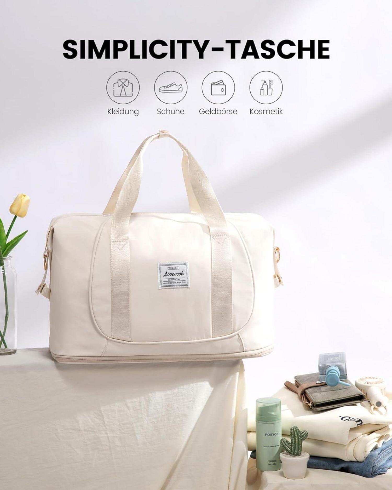 Handgepäck Tasche 40x20x25cm Ryanair Erweiterbar Faltbar Beige
