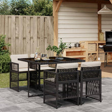 Somanki Garten-Essgruppe Schwarz Poly Rattan mit KissenSet