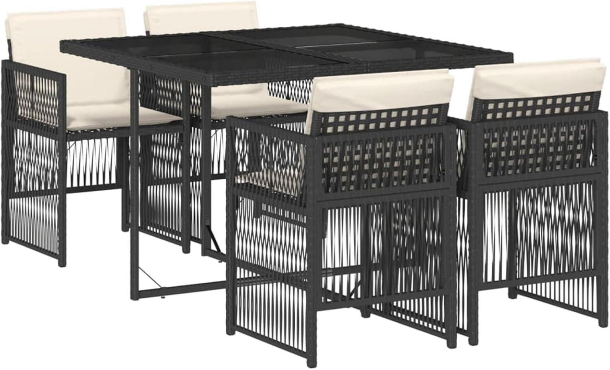 Somanki Garten-Essgruppe Schwarz Poly Rattan