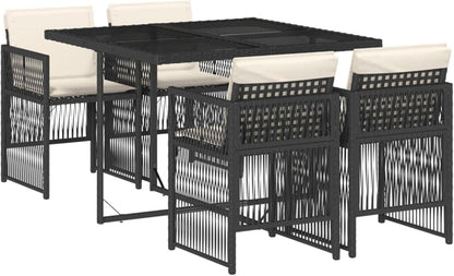 Somanki Garten-Essgruppe Schwarz Poly Rattan