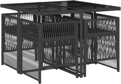 Somanki Garten-Essgruppe Schwarz Poly Rattan mit KissenSet