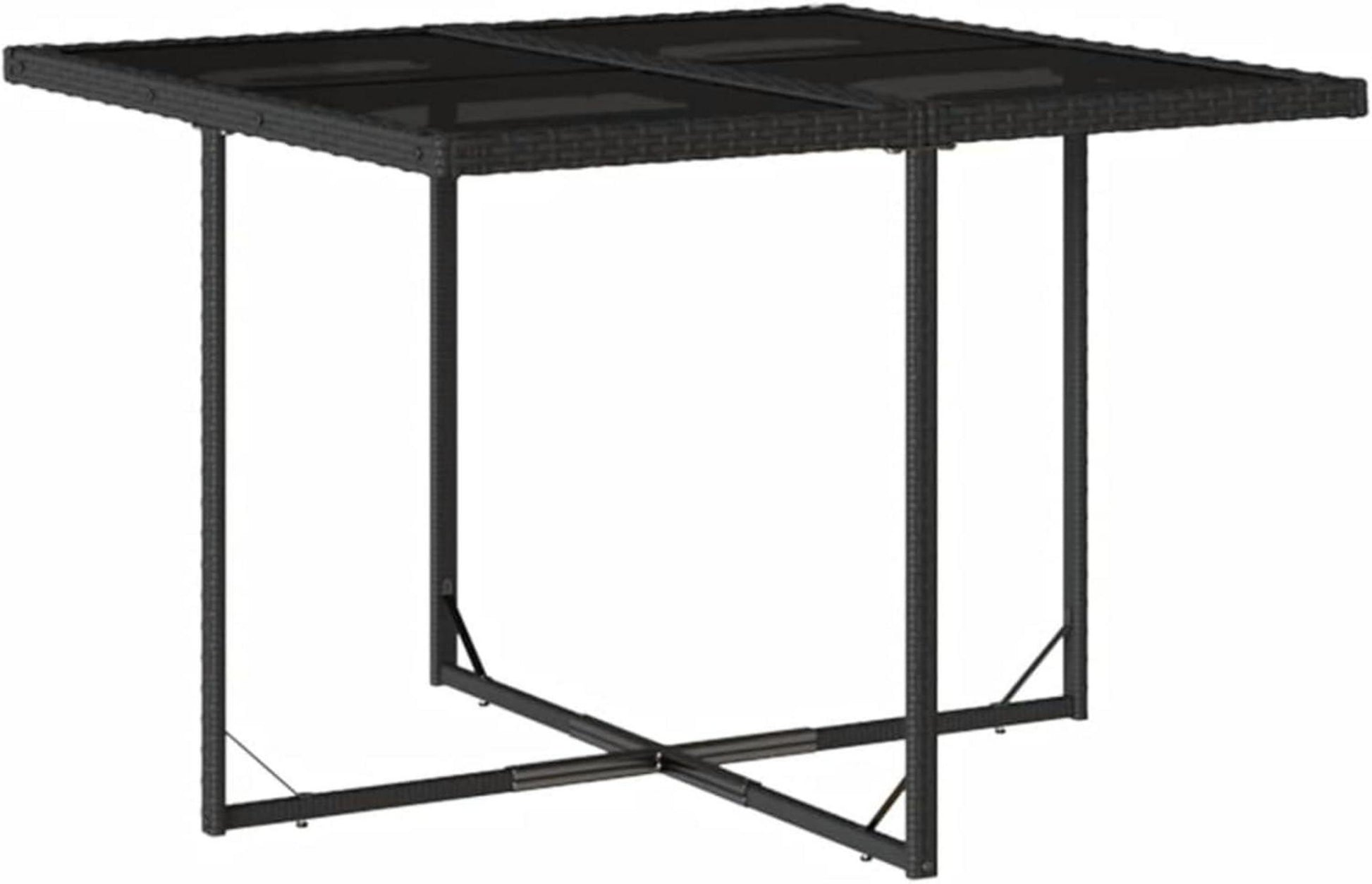 Schwarze Poly Rattan Garten-Essgruppe mit klappbaren Stühlen