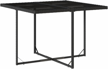Schwarze Poly Rattan Garten-Essgruppe mit klappbaren Stühlen