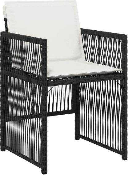 5-TLG. Garten-Essgruppe Schwarz Poly Rattan mit Kissen