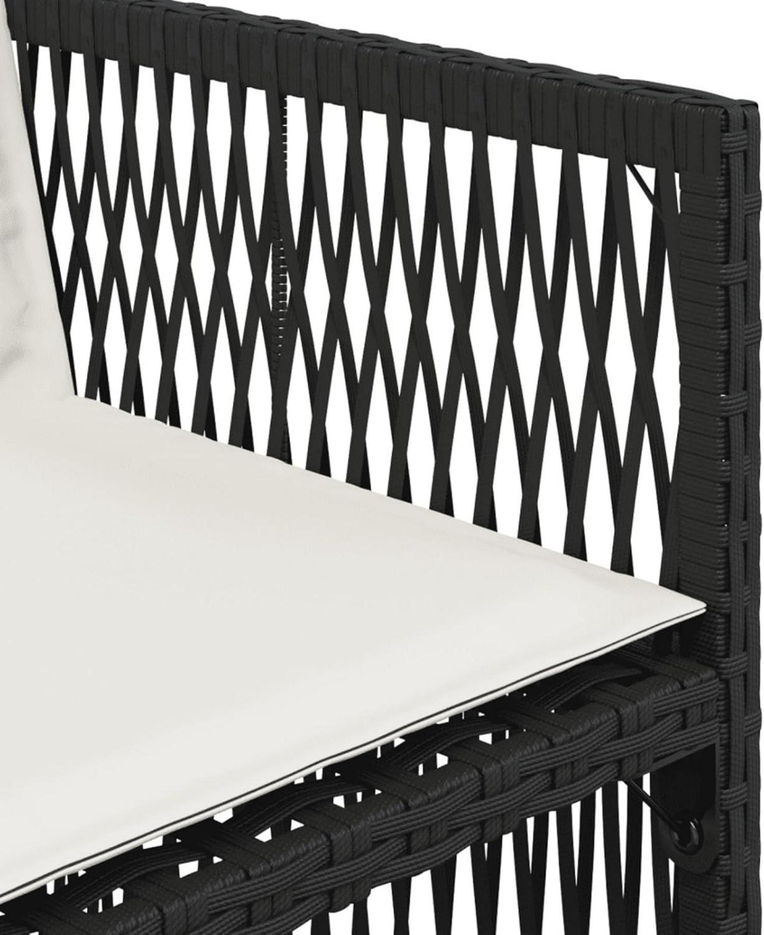 Gartenmöbel Set 5-TLG. Schwarz Poly Rattan Esstisch mit Stühlen