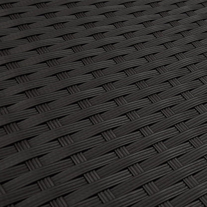 Schwarze Poly Rattan Garten-Essgruppe mit klappbaren Stühlen