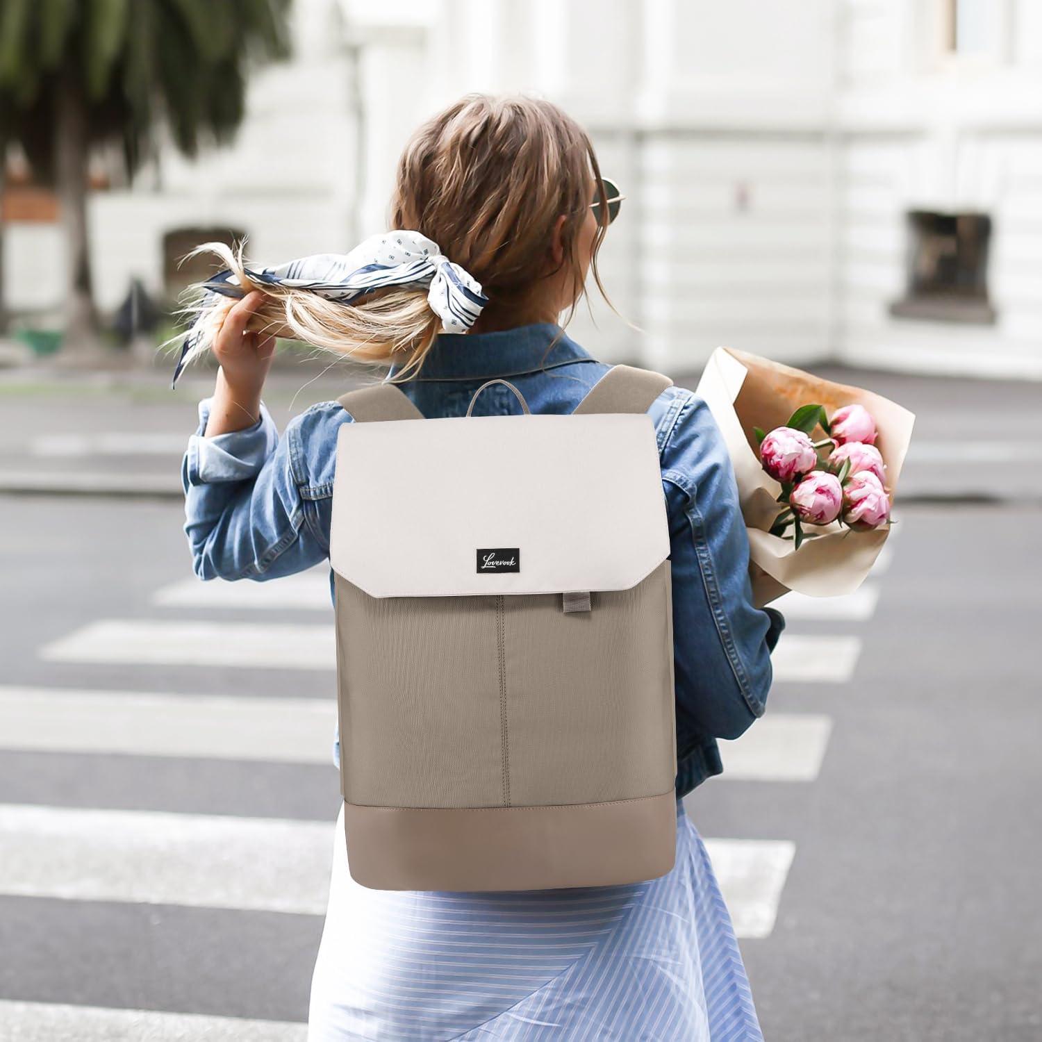 Großer Wasserdichter Laptop Rucksack Damen 15,6 Zoll Elegant