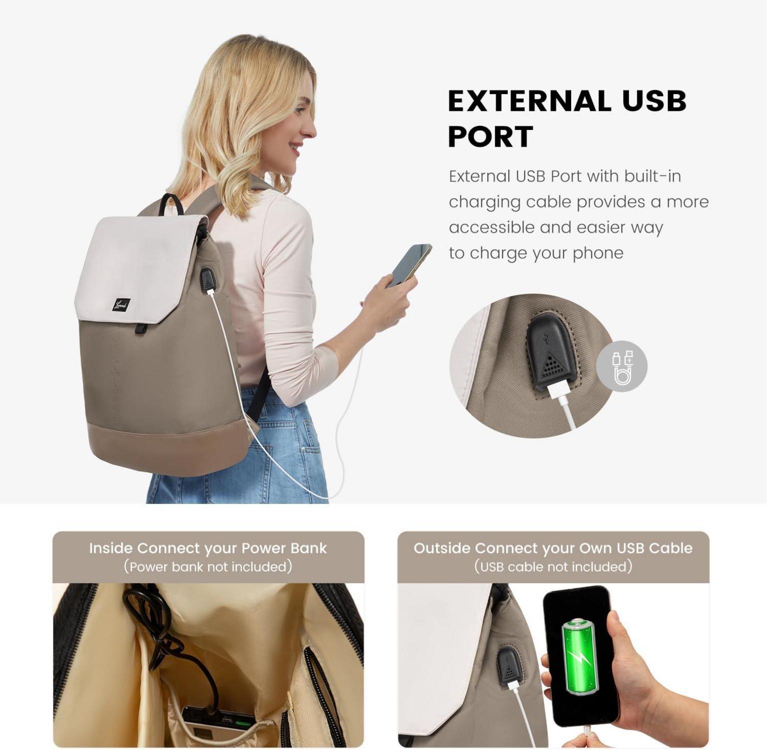 Damen Rucksack 15,6 Zoll Laptop Wasserdicht USB Schule Arbeit Reise