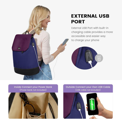 Damenrucksack mit USB-Ladeanschluss und 15,6 Zoll Laptopfach