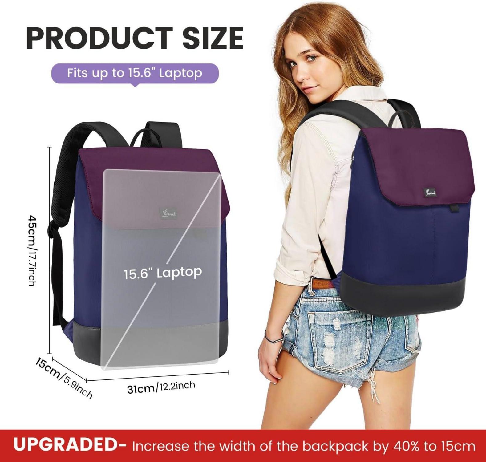 Großer Damen Rucksack Wasserdichter Reiserucksack 15,6 Zoll Laptopfach