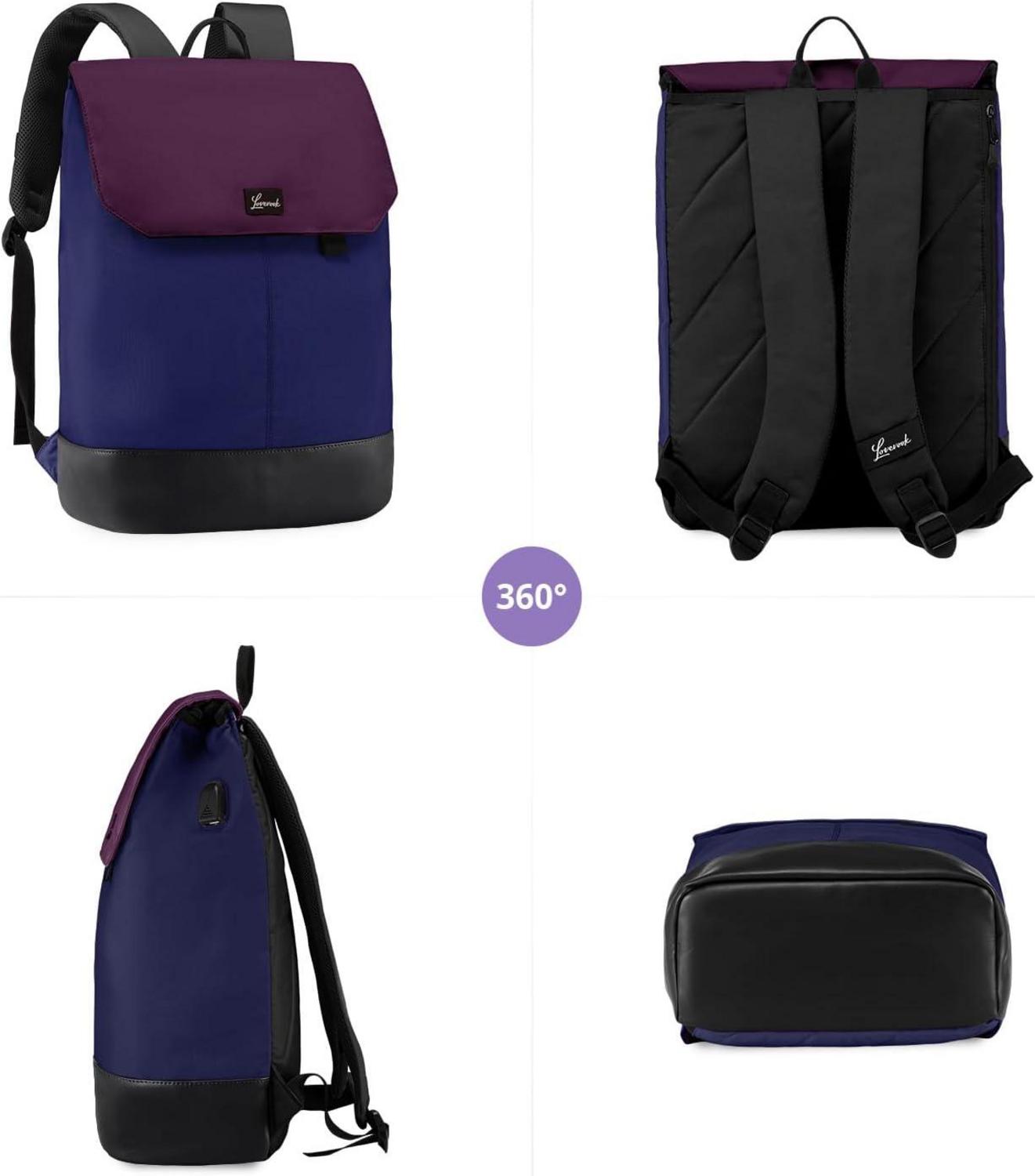 Damenrucksack mit USB-Ladeanschluss und 15,6 Zoll Laptopfach