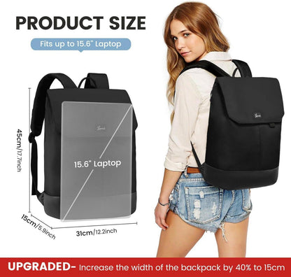 Rucksack Damen Wasserdichter Laptop Daypack 15,6 Zoll Elegant Büro Uni Reise