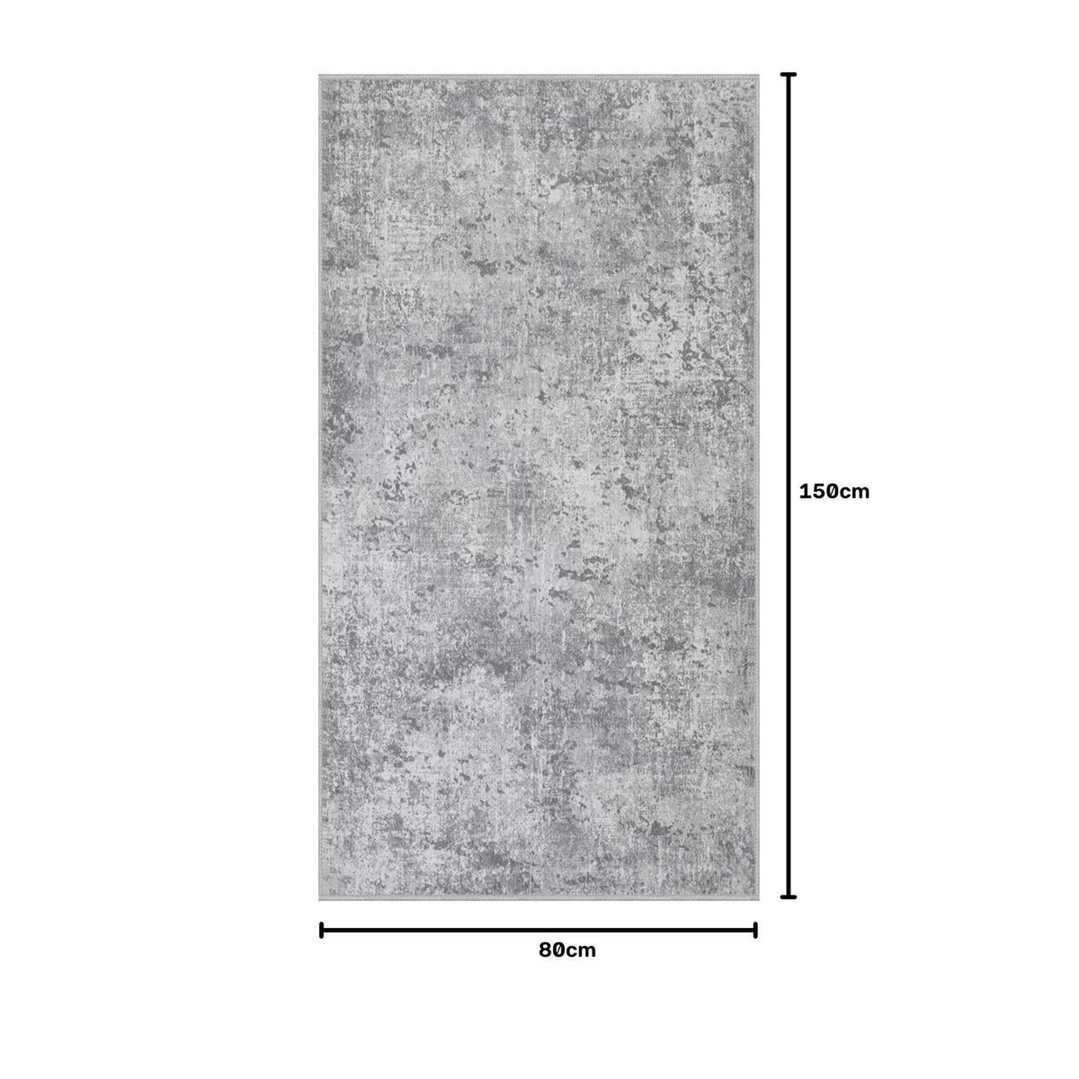 Moderner Läufer Teppich Grau 80x150 cm – Waschbar & Rutschfest