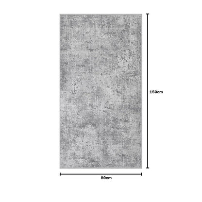 Moderner Läufer Teppich Grau 80x150 cm – Waschbar & Rutschfest