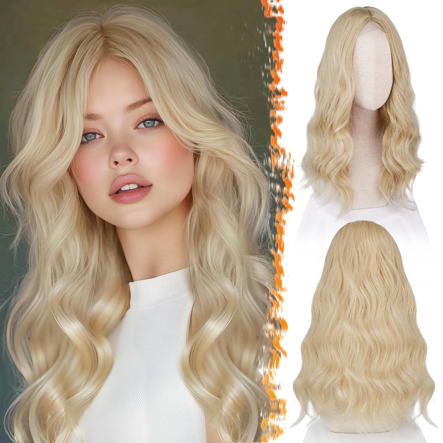 Lockige Blonde Perücke 46cm Schulter Länge - Hitzebeständig