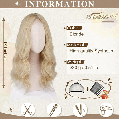 46cm Gewellte blonde Perücke Schulter Länge Lockige
