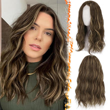 Lockige Balayage Perücke Braun Highlight 46cm Mittel Länge