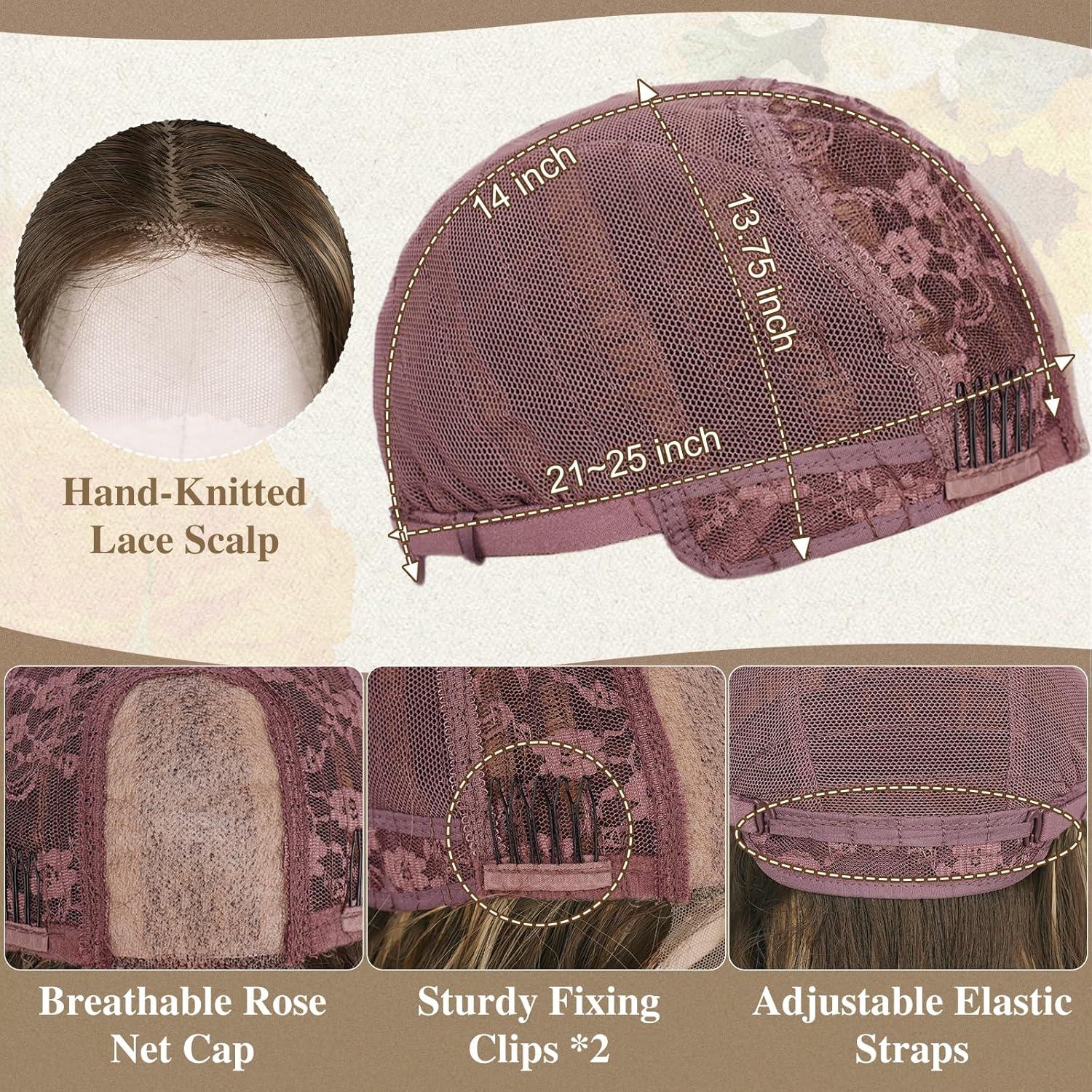 Braune Highlight Perücke 46cm Lockige Balayage Mittellang Frauen