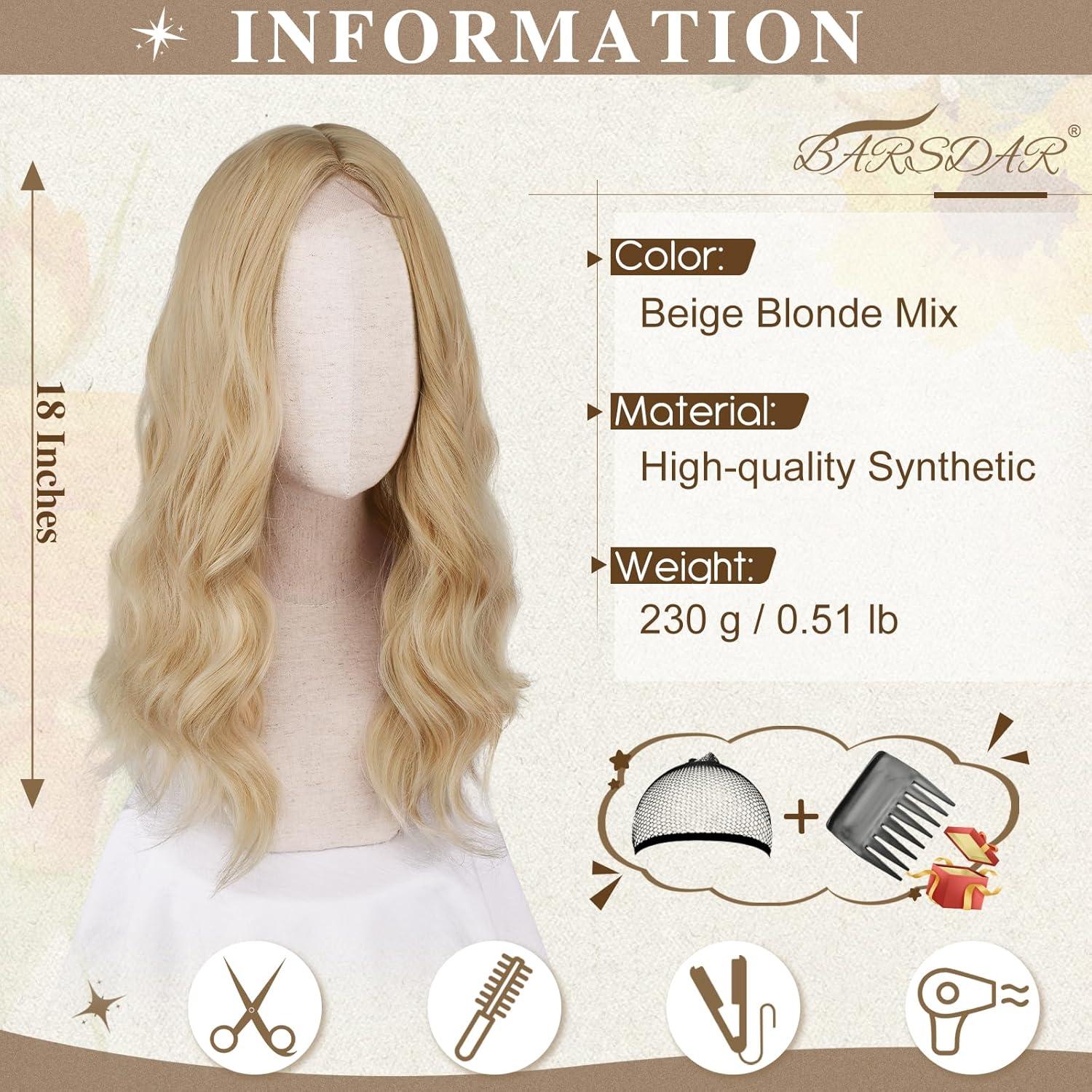 Blonde Mittellange Gewellte Perücke Schulterlang