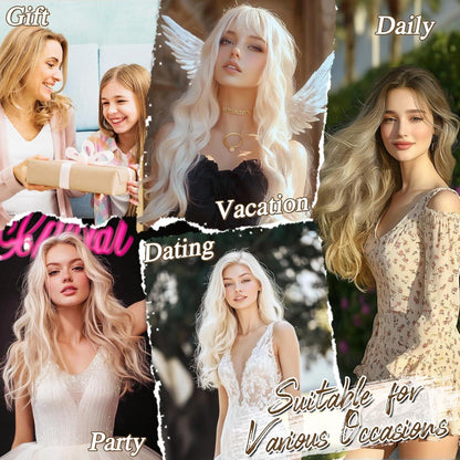 46cm Gewellte Blonde Synthetische Perücke, Hitzebeständig & Natürlich