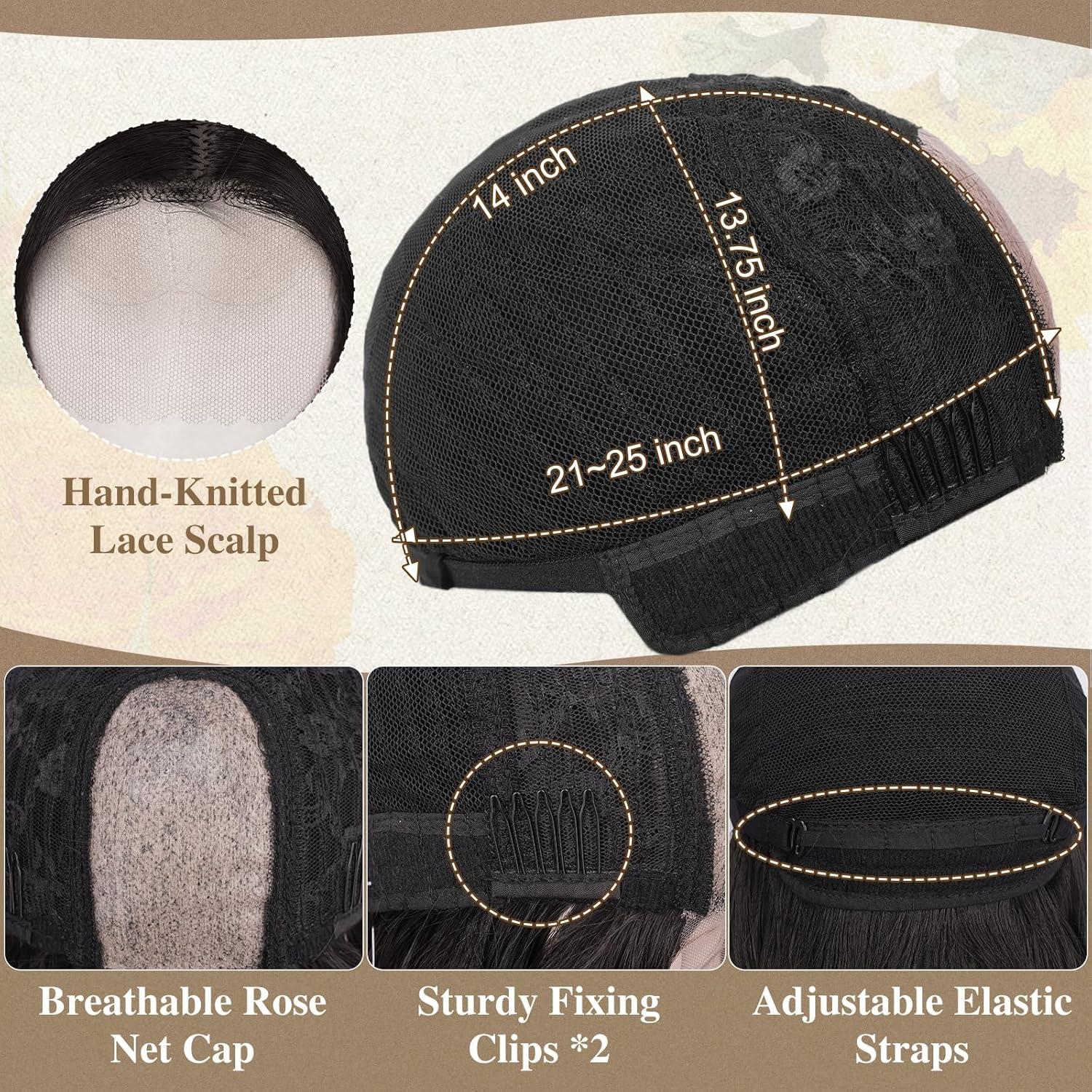 Lockige Braune Perücke Mittellang 46cm Hitzebeständig Naturlook Wig