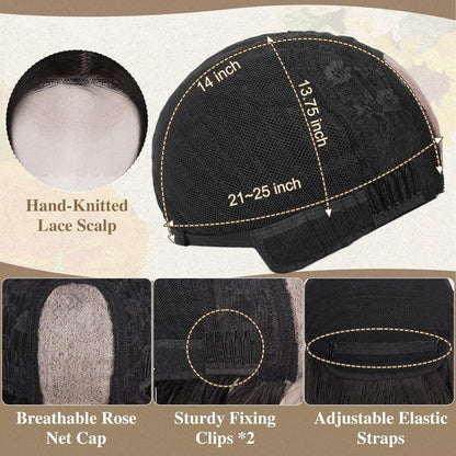Lockige Braune Perücke Mittellang 46cm Hitzebeständig Naturlook Wig
