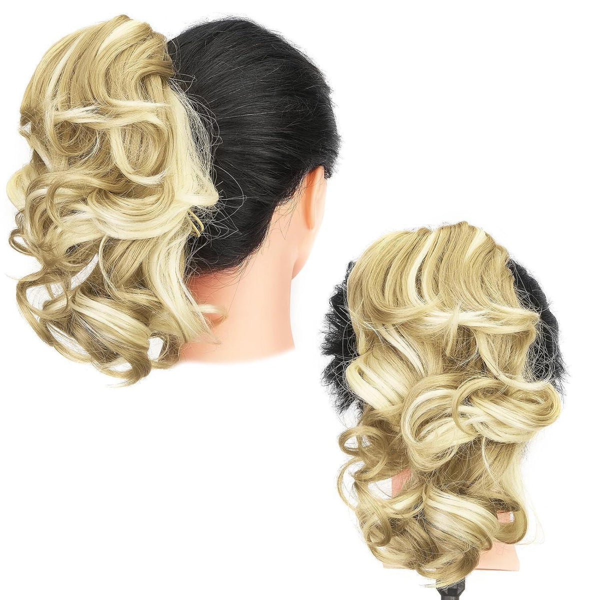 Kurzwelliges Zopf-Haarteil – Aschbraun & Bleichblond