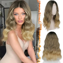 Lockige Ombre Blond Perücke Mittellang