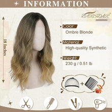 BARSDAR Ombre Blond Lockige Perücke Mittel Länge 46cm